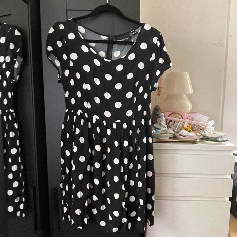 Mink pink polka dot babydoll dress